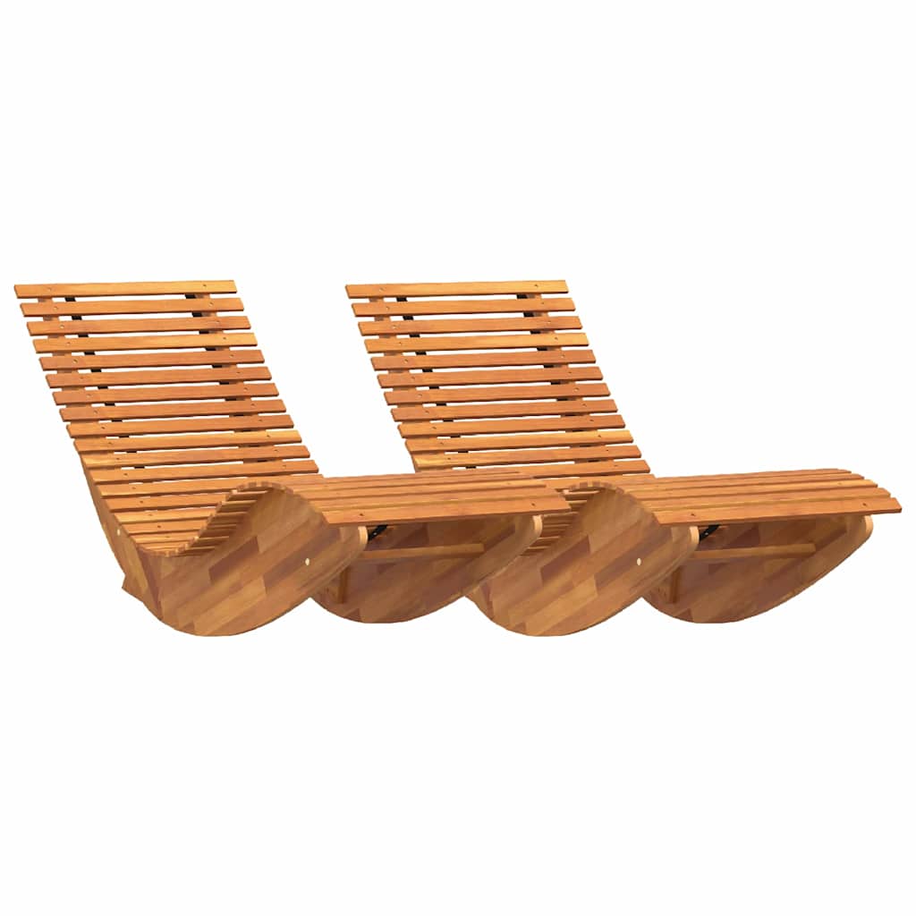 Ležaljka 2 pcs Smeđa 154 x 60 x 74 cm Čvrsto drvo akacije