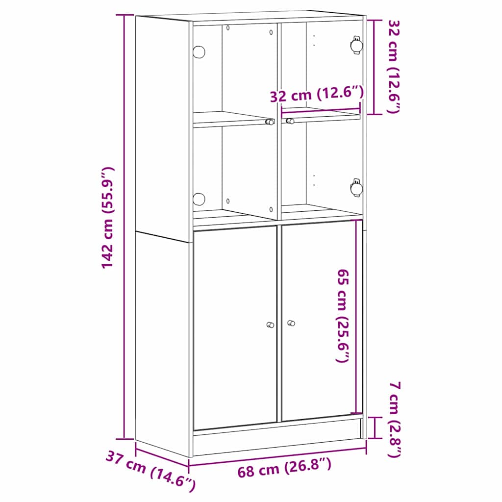 Highboard Crni hrast 68 x 37 x 142 cm