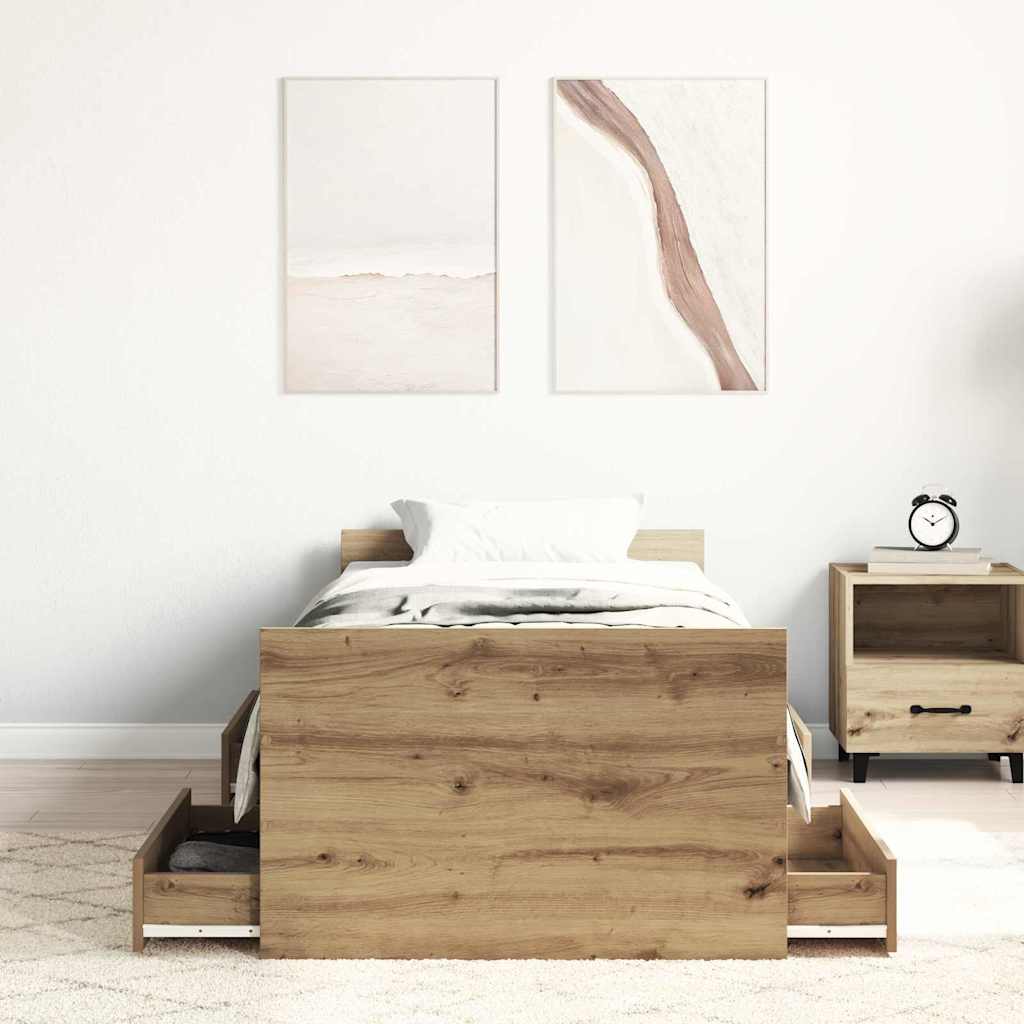 Krevetna konstrukcija Umjetnički hrast 193 x 78 x 50 cm