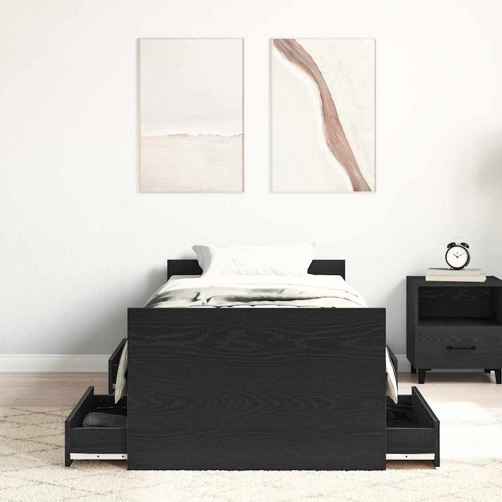 Krevetna konstrukcija s uzglavljem Crni hrast 193 x 78 x 50 cm