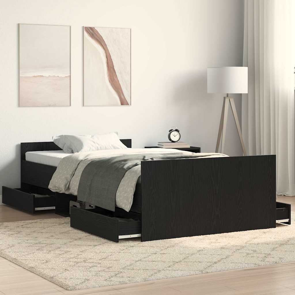 Krevetna konstrukcija s ladicama Crni hrast 203 x 93 x 50 cm