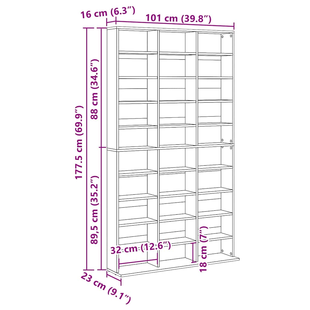 CD ormar Crni hrast 101 x 23 x 177,5 cm Konstruirano drvo