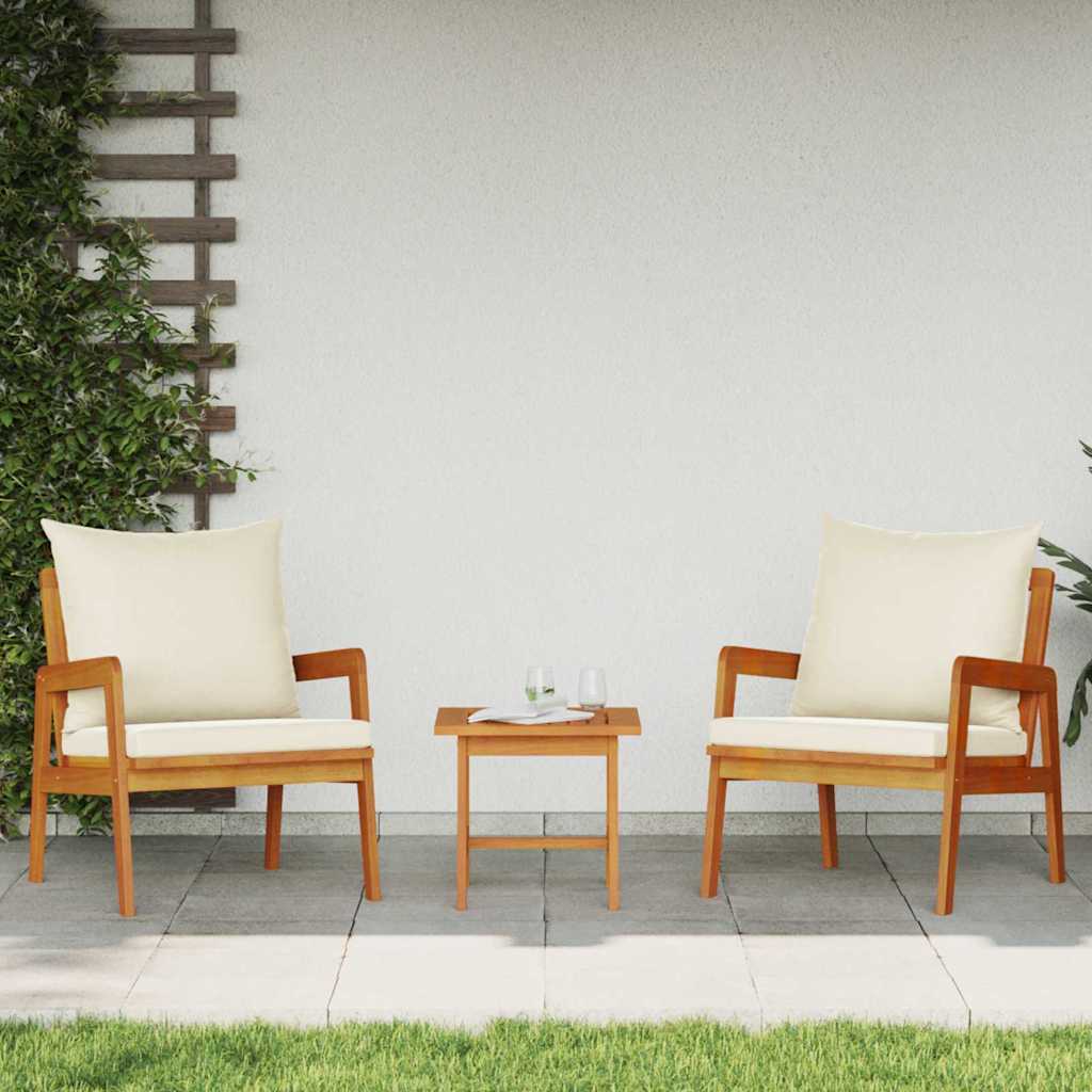 Bistro set s jastukom 3 pcs Smeđa Čvrsto drvo akacije