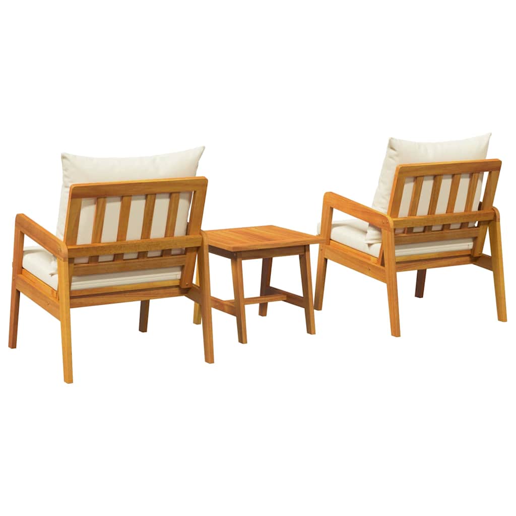 Bistro set s jastukom 3 pcs Smeđa Čvrsto drvo akacije