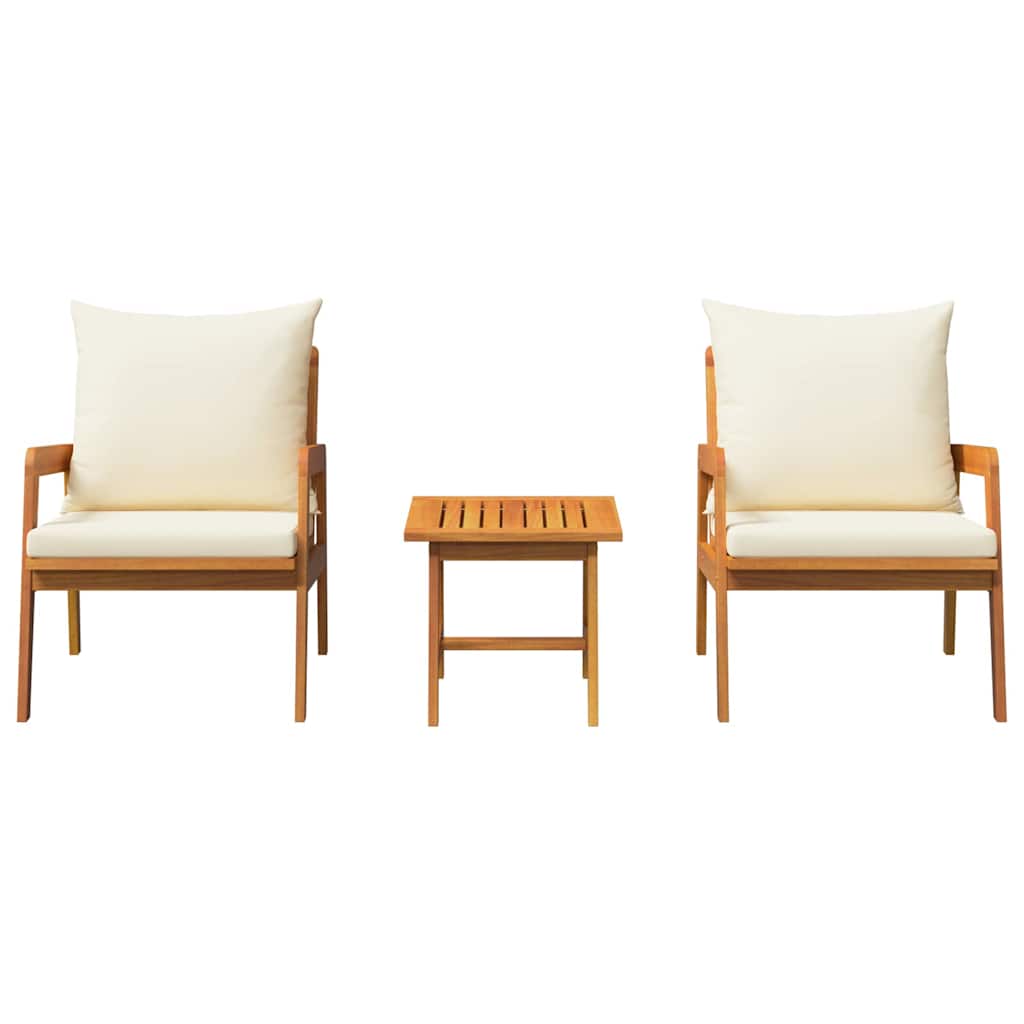 Bistro set s jastukom 3 pcs Smeđa Čvrsto drvo akacije