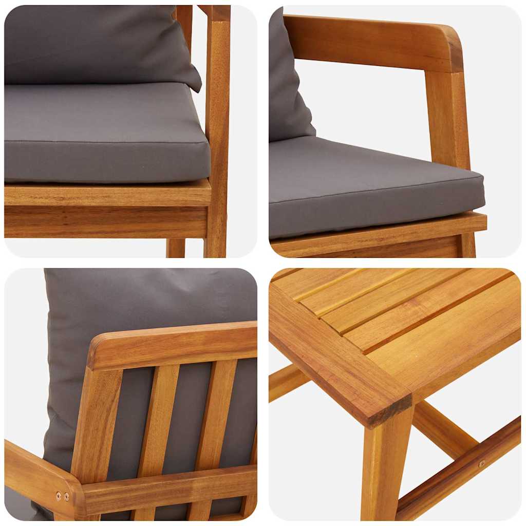 Bistro set s jastukom 3 pcs Smeđa Čvrsto drvo akacije