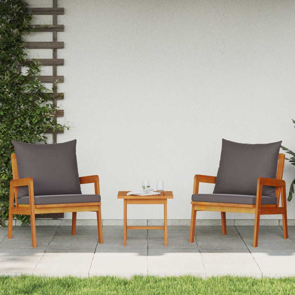 Bistro set s jastukom 3 pcs Smeđa Čvrsto drvo akacije