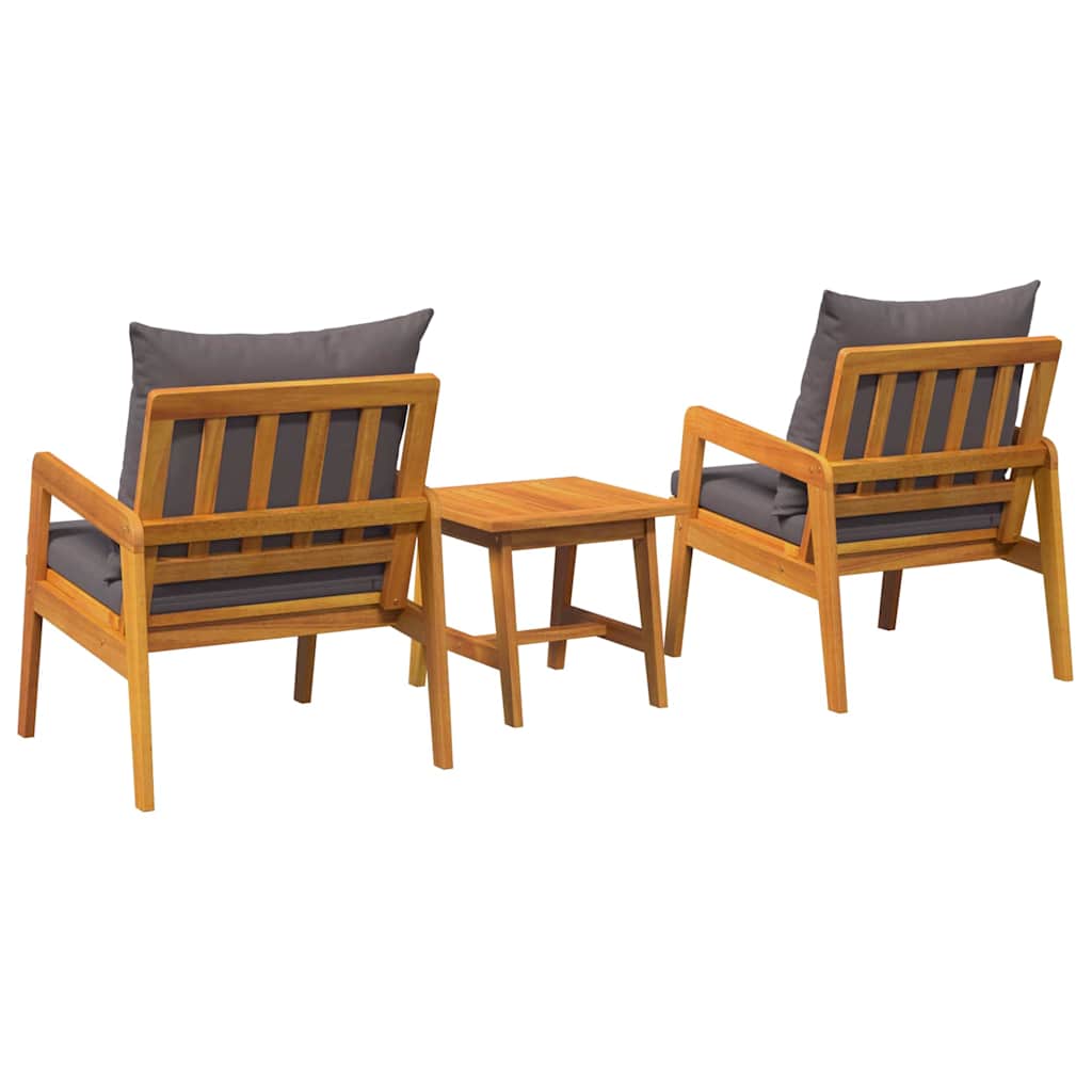 Bistro set s jastukom 3 pcs Smeđa Čvrsto drvo akacije