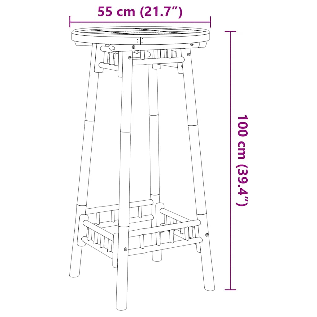 Okrugli vanjski barski stol Ø55x100 cm bambus