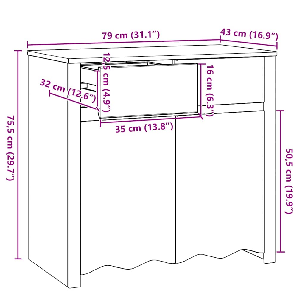 Kreveta s ladicama Drammen Boja hrasta 79 x 43 x 75.5 cm