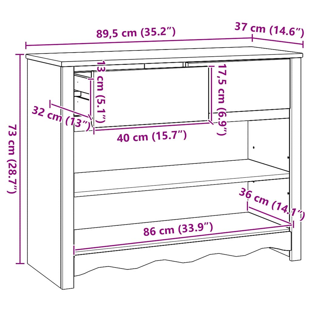 Konzolna stolica Drammen Boja hrasta 89,5 x 37 x 73 cm