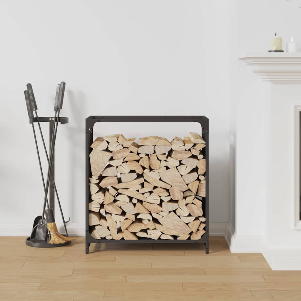 Stalak za drva crni 60x28x65 cm hladno valjani čelik