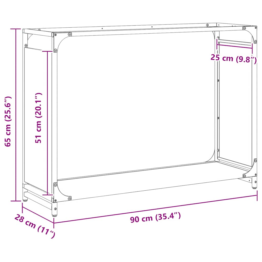 Stalak za drva bijela 90x28x65 cm hladno valjani čelik