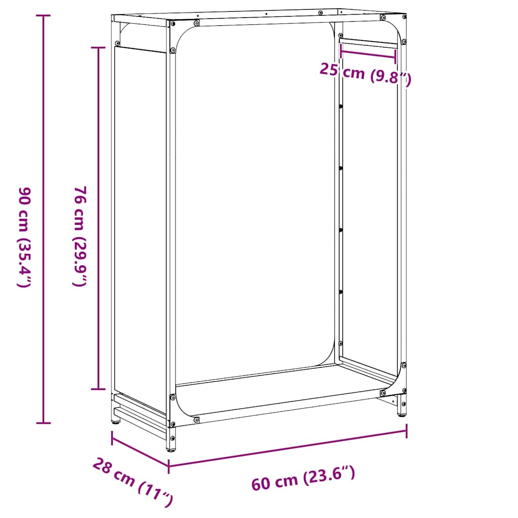 Stalak za drva bijeli 60x28x90 cm Hladno valjani čelik