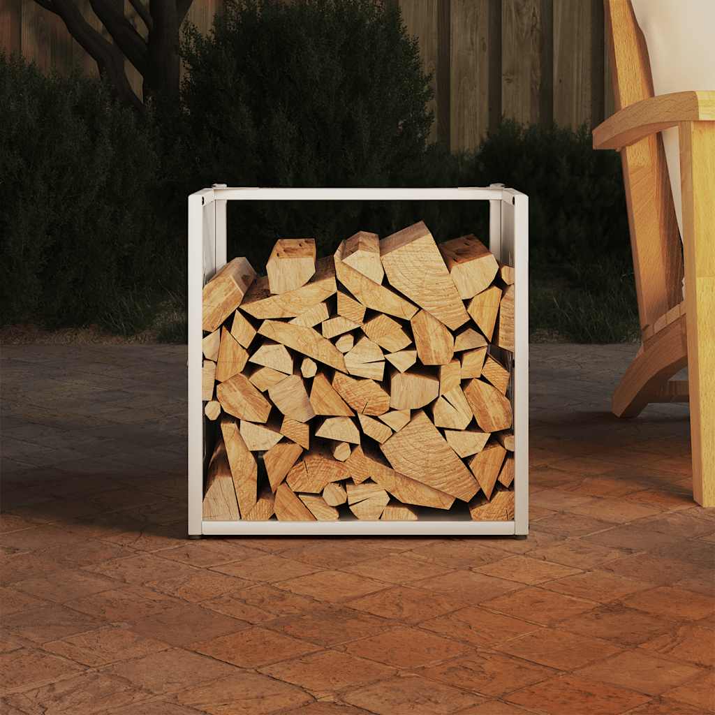 Stalak za drva bijela 40x40x40 cm hladno valjani čelik