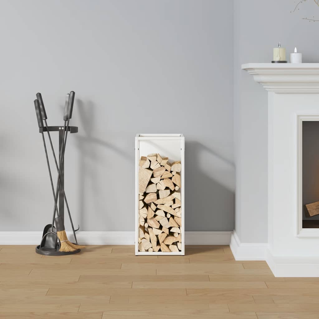 Stalak za drva bijeli 25x25x60 cm Hladno valjani čelik