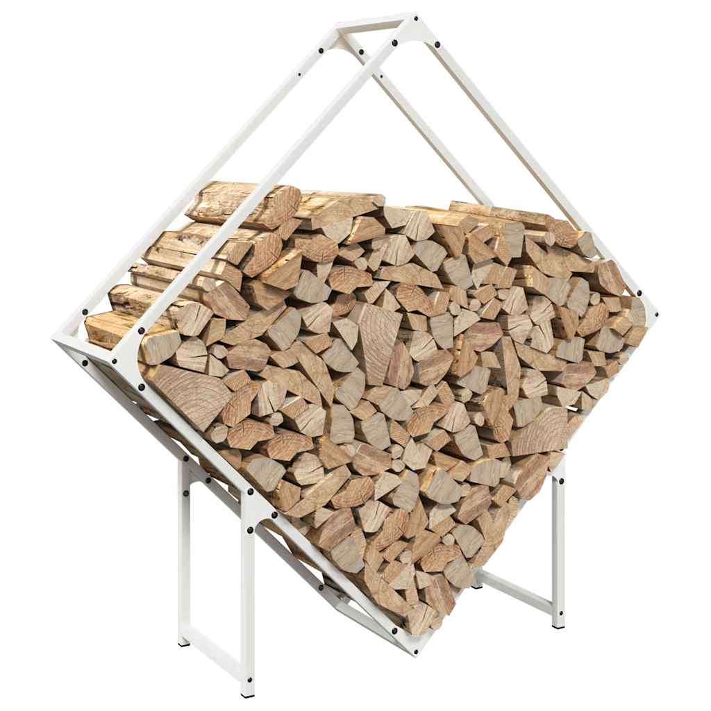 Stalak za drva bijeli 100x25x100 cm Hladno valjani čelik