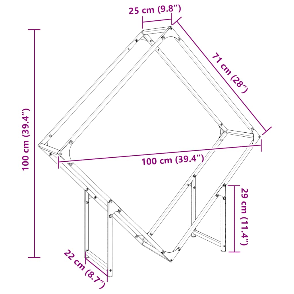 Stalak za drva bijeli 100x25x100 cm Hladno valjani čelik