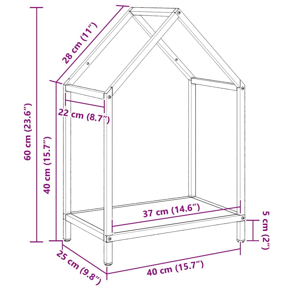 Stalak za drva bijeli 40x25x60 cm hladno valjani čelik