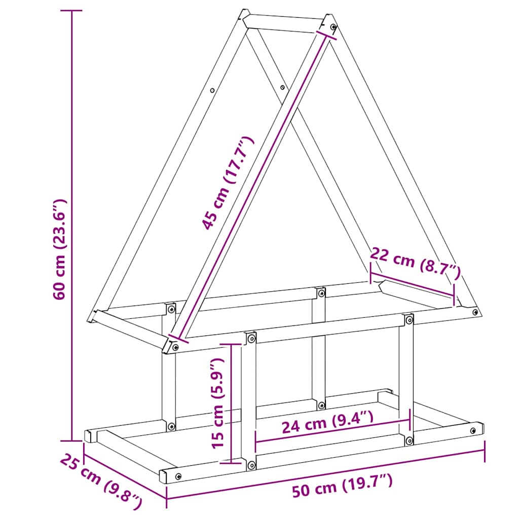 Stalak za drva 50x25x60 cm hladno valjani čelik