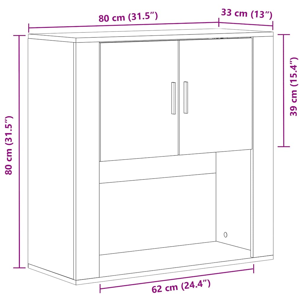 Ormar za Zid Zidne Staro drvo 80 x 33 x 80 cm Konstruirano drvo