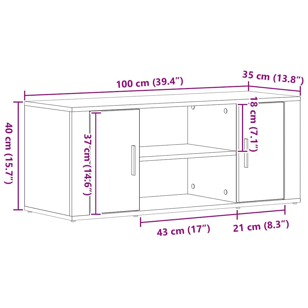 TV ormar Staro drvo 100 x 35 x 40 cm Konstruirano drvo