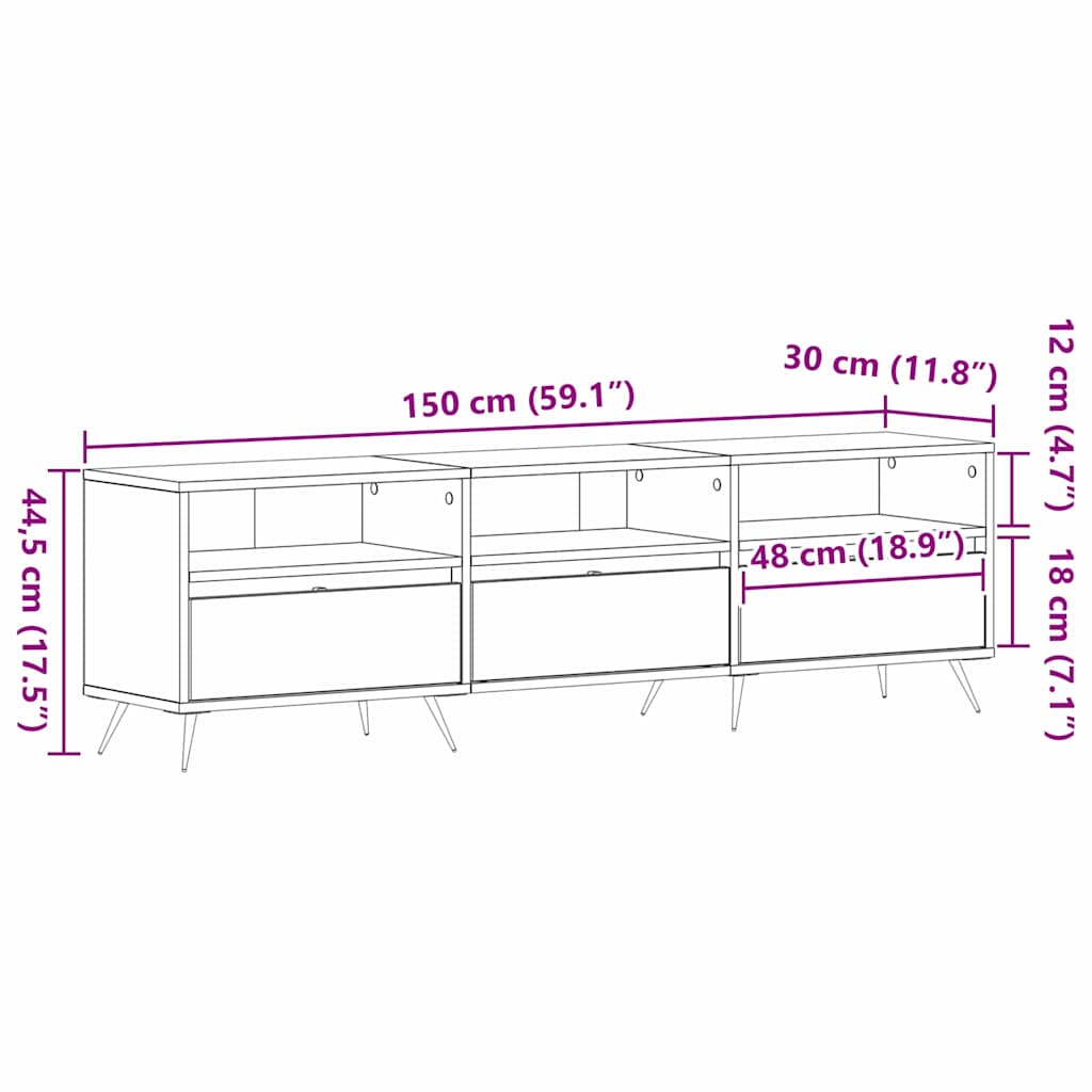 TV ormar Staro drvo 150 x 30 x 44,5 cm Konstruirano drvo