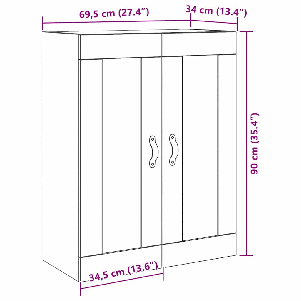 Ormar za Zid Staro drvo 69,5 x 34 x 90 cm Konstruirano drvo