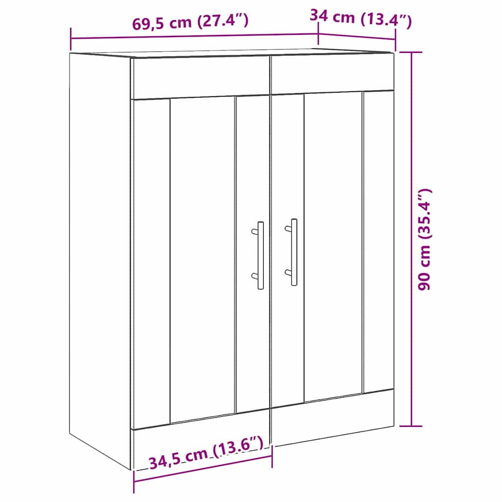 Ormar za Zid Staro drvo 69,5 x 34 x 90 cm Konstruirano drvo