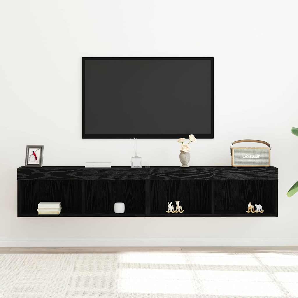 Set TV komoda s LED svjetlima 2 pcs Crni hrast 80 x 30 x 30 cm