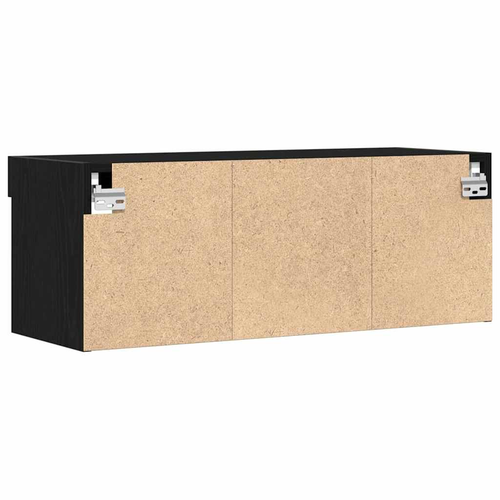Set TV komoda s LED svjetlima 2 pcs Crni hrast 80 x 30 x 30 cm