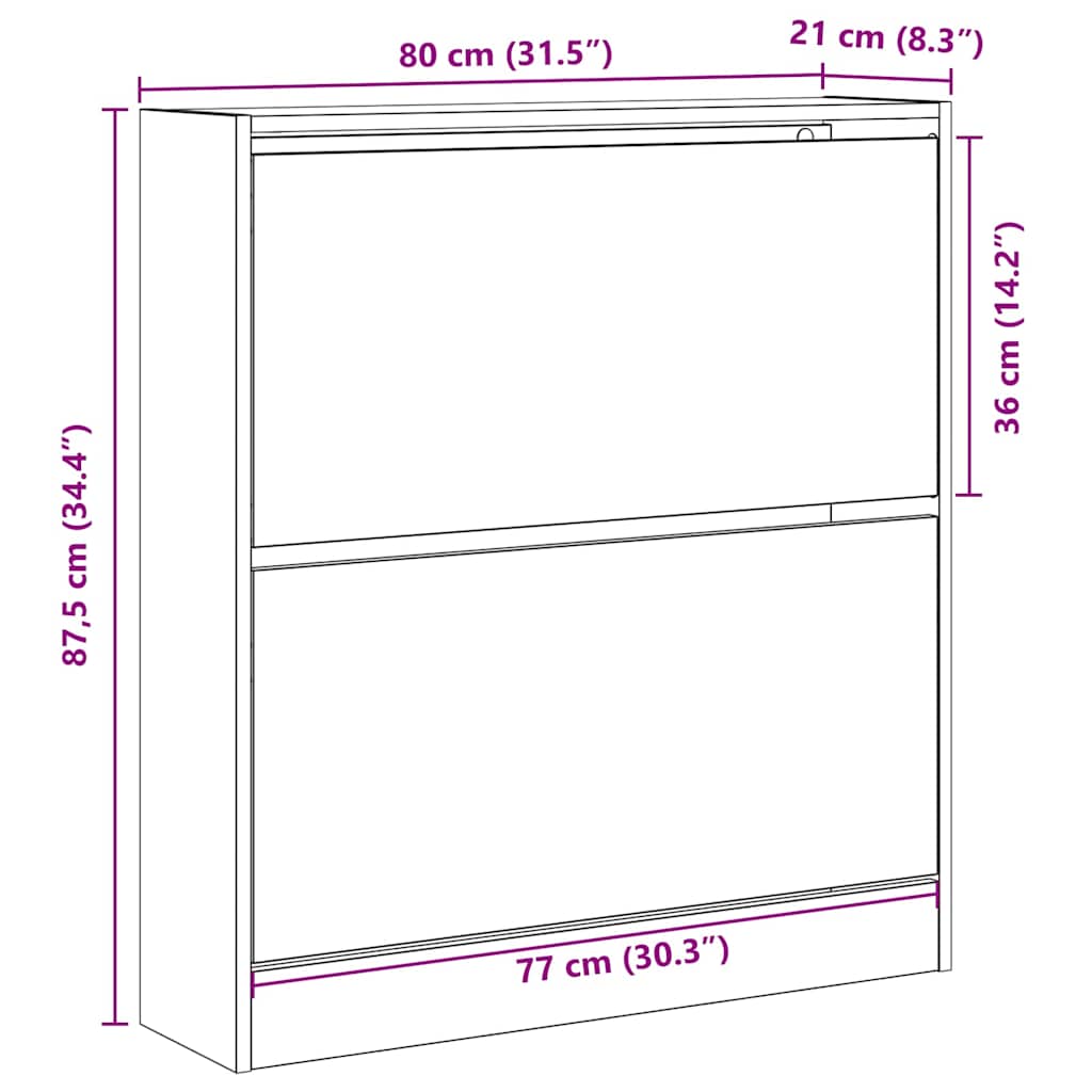Ormar za cipele s policom Dimljeni hrast 80 x 21 x 87,5 cm