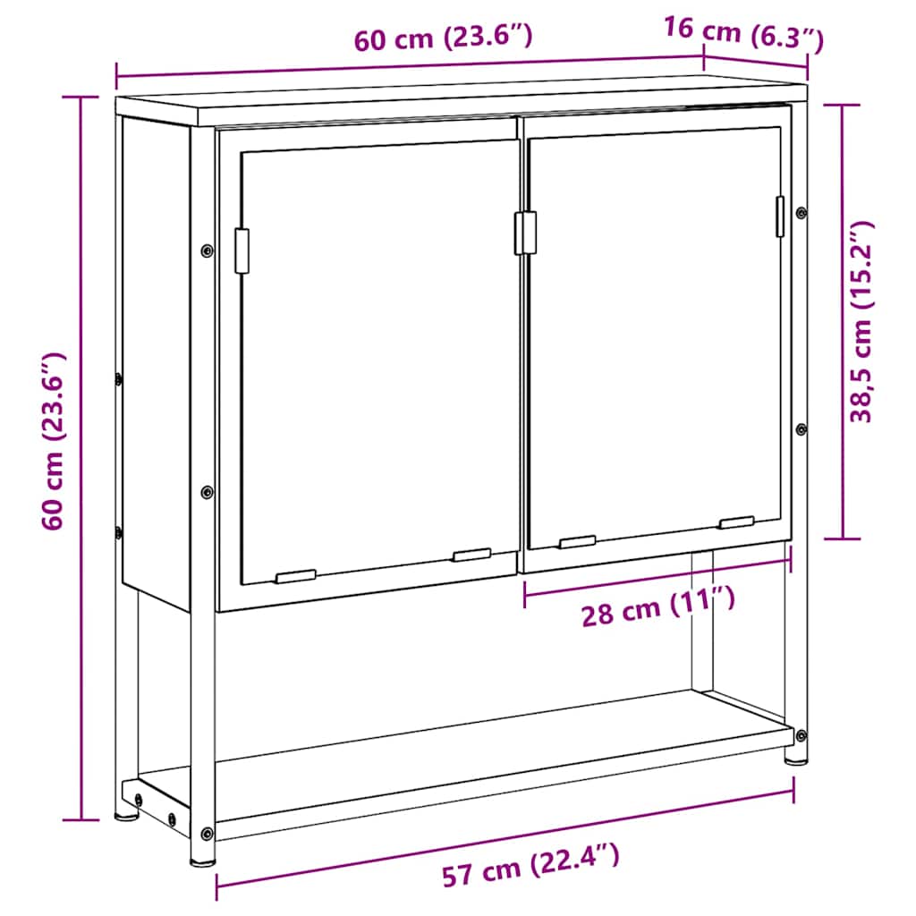 Ogledalo ormar Staro drvo 60 x 16 x 60 cm Konstruirano drvo