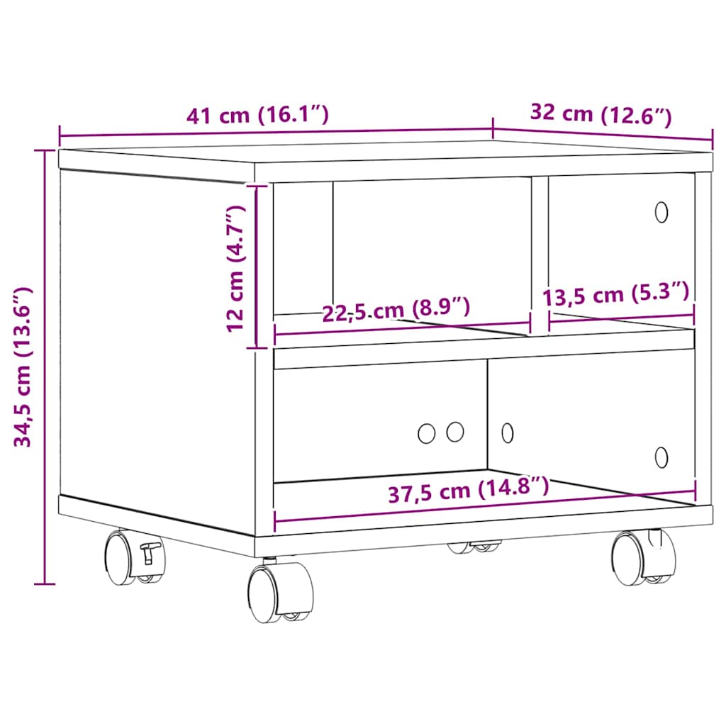 Držač za printer Crni hrast 41 x 32 x 34,5 cm Konstruirano drvo
