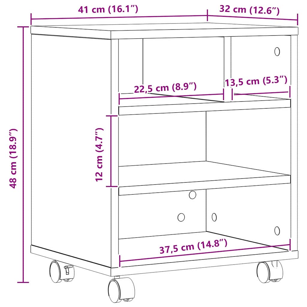 Držač za printer Crni hrast 41 x 32 x 48 cm Konstruirano drvo