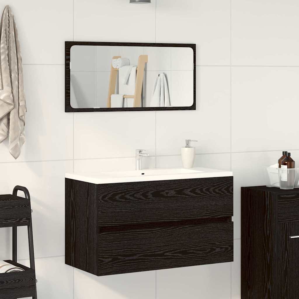 Set namještaja za kupaonicu 2 pcs Crni hrast Konstruirano drvo