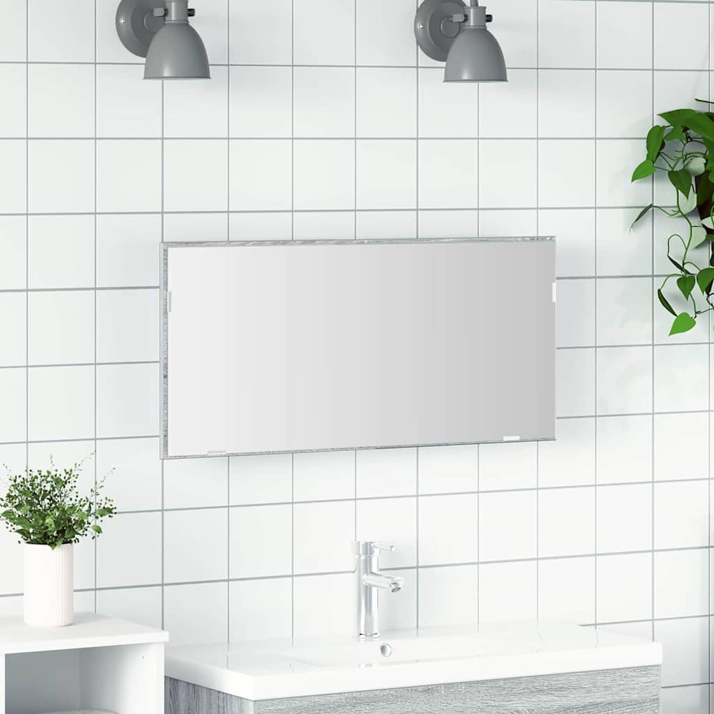 Ogledalo Zidne Siva sonoma 80 x 37 cm Staklo i inženjerski drvo