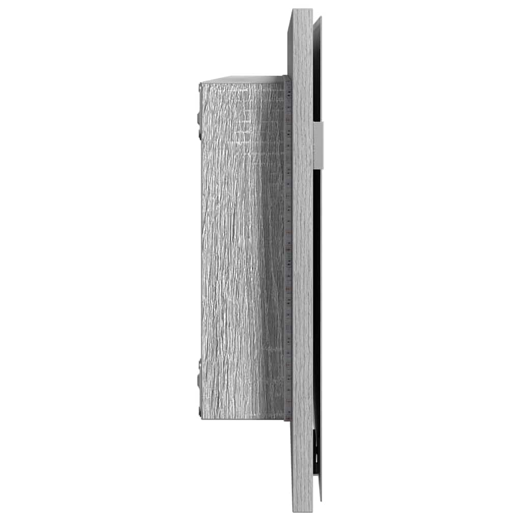 Ogledalo Zidne Siva sonoma 80 x 37 cm Staklo i inženjerski drvo