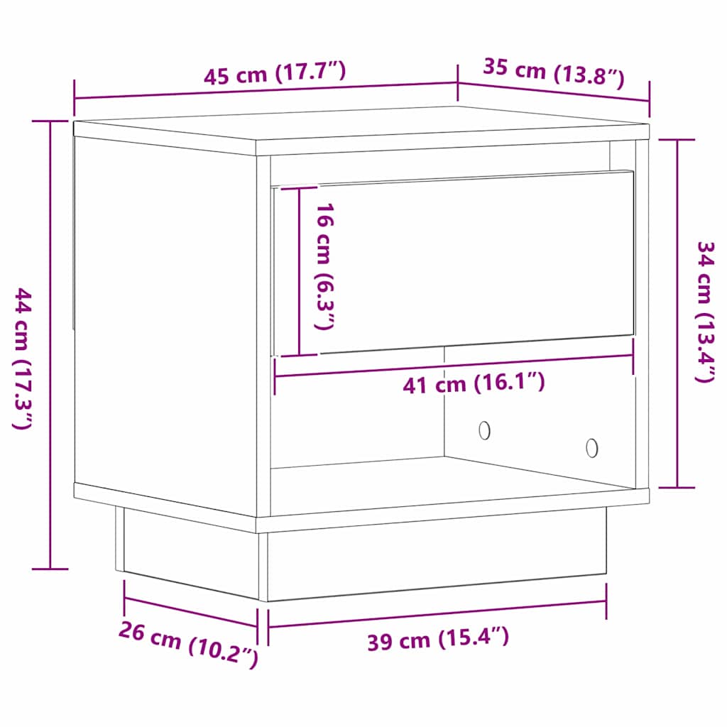 Noćni ormarić s ladicama 2 pcs Crni hrast 45 x 34 x 44 cm