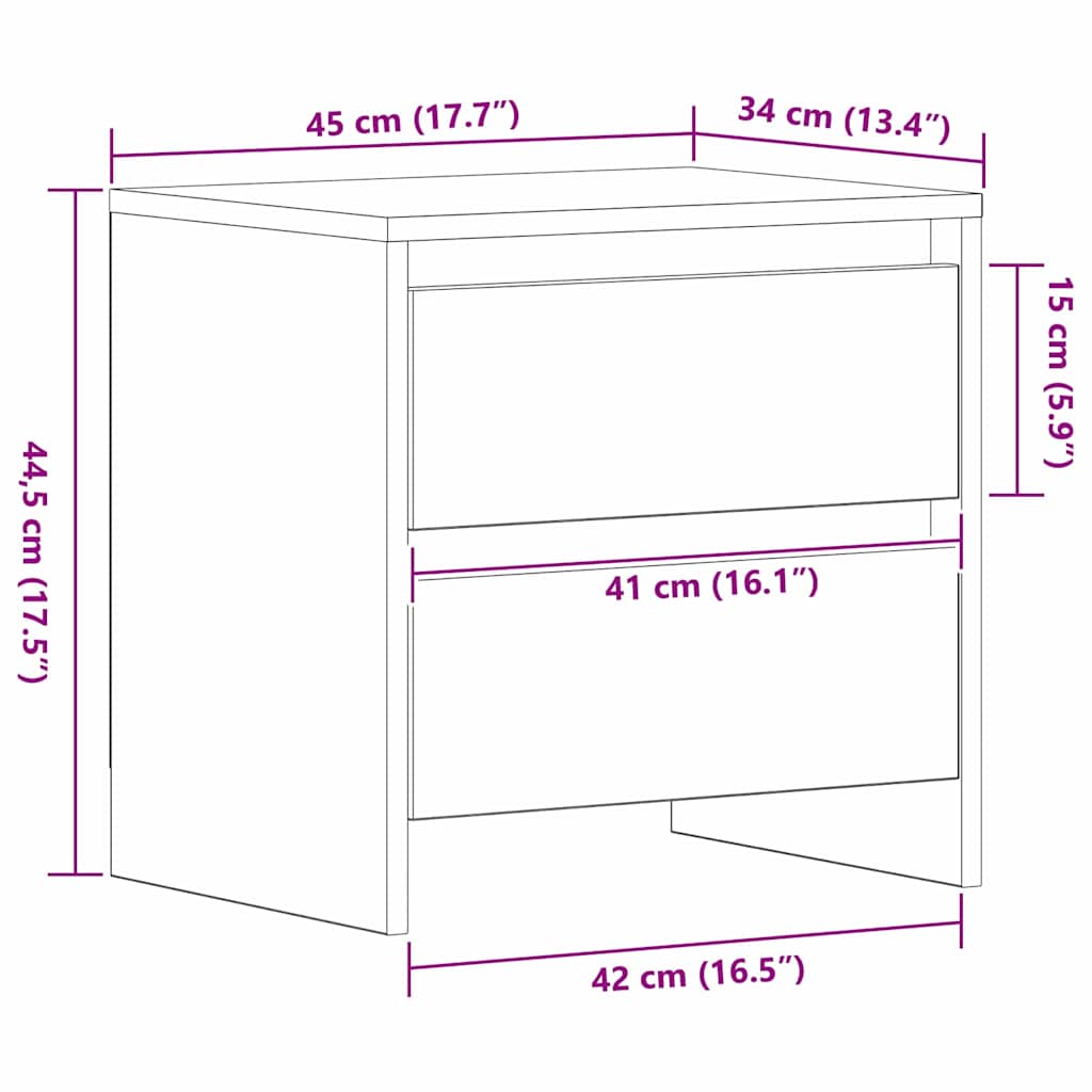 Noćni ormar Crni hrast 45 x 34 x 44,5 cm Konstruirano drvo