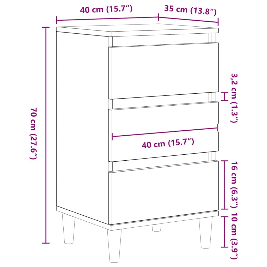 Noćni ormar Crni hrast 40 x 35 x 70 cm Konstruirano drvo