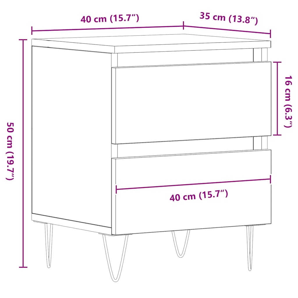 Noćni ormar Staro drvo 40 x 35 x 50 cm Konstruirano drvo