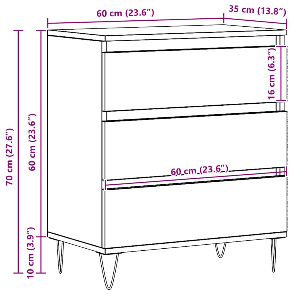Kreveta s ladicama Crni hrast 60 x 35 x 70 cm Konstruirano drvo