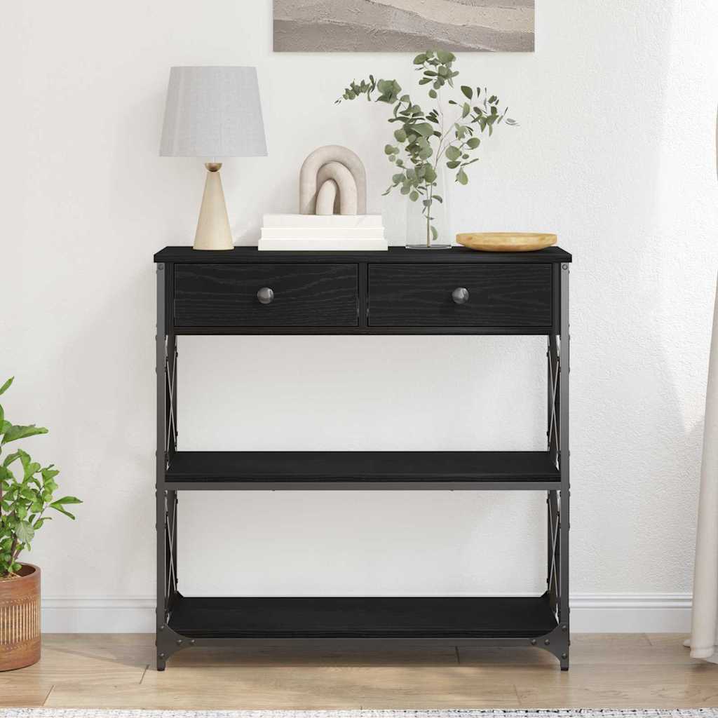 Konzolna stolica s ladicama Crni hrast 75 x 28 x 75 cm