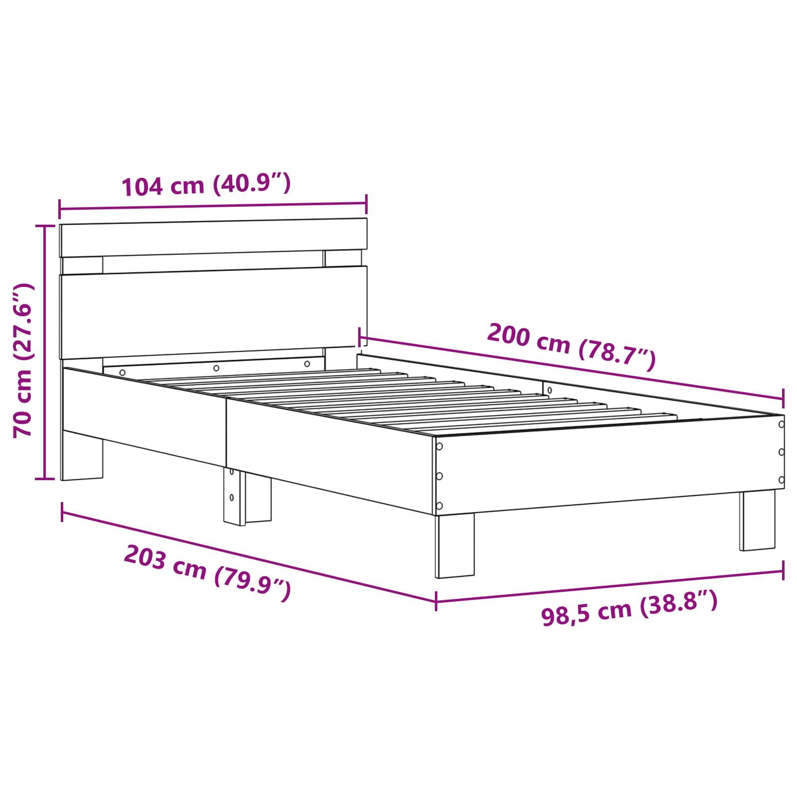 Krevetna konstrukcija Staro drvo 100 x 200 cm Konstruirano drvo