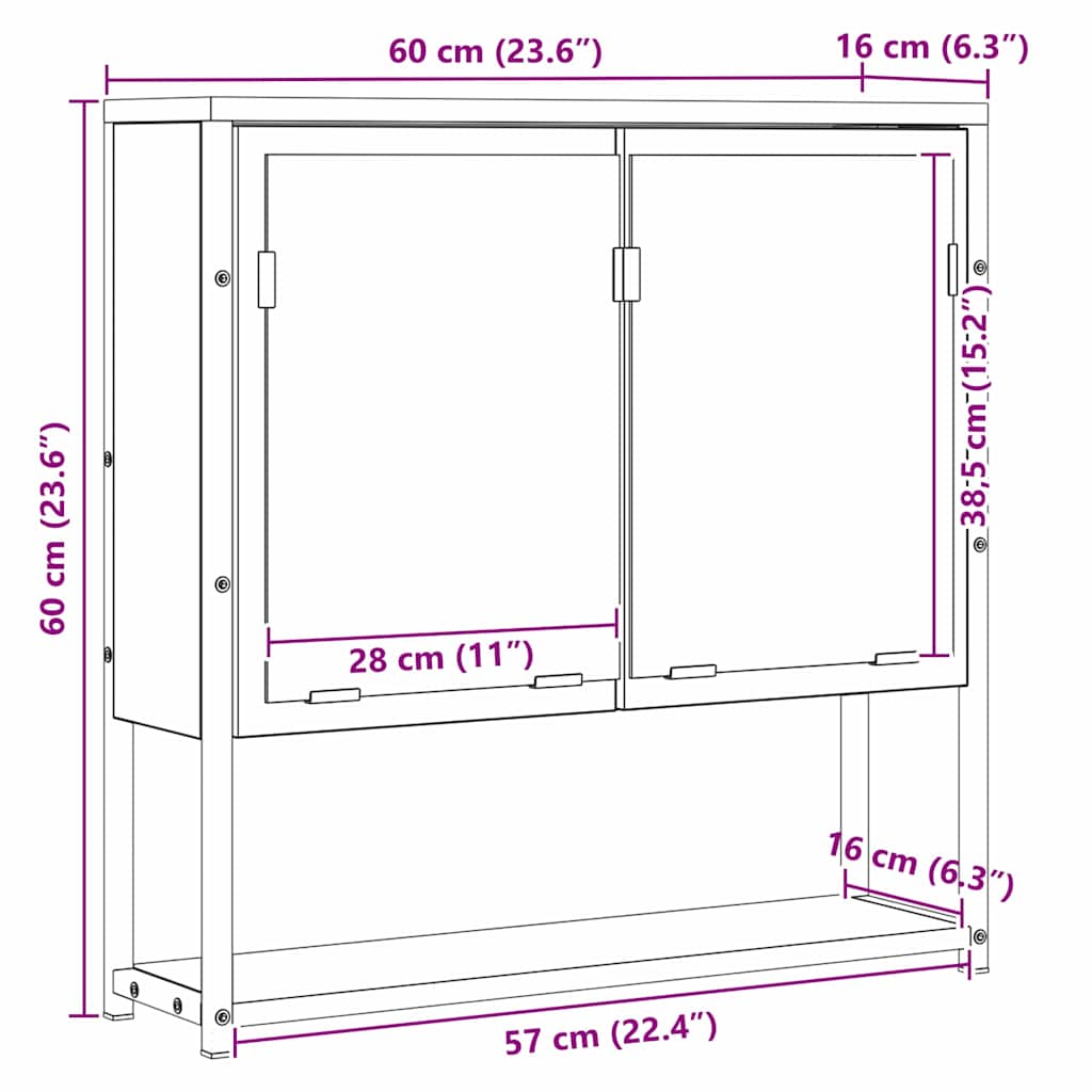 Zrcalo za kupaonicu s policom Zidne Bež 60 x 16 x 60 cm