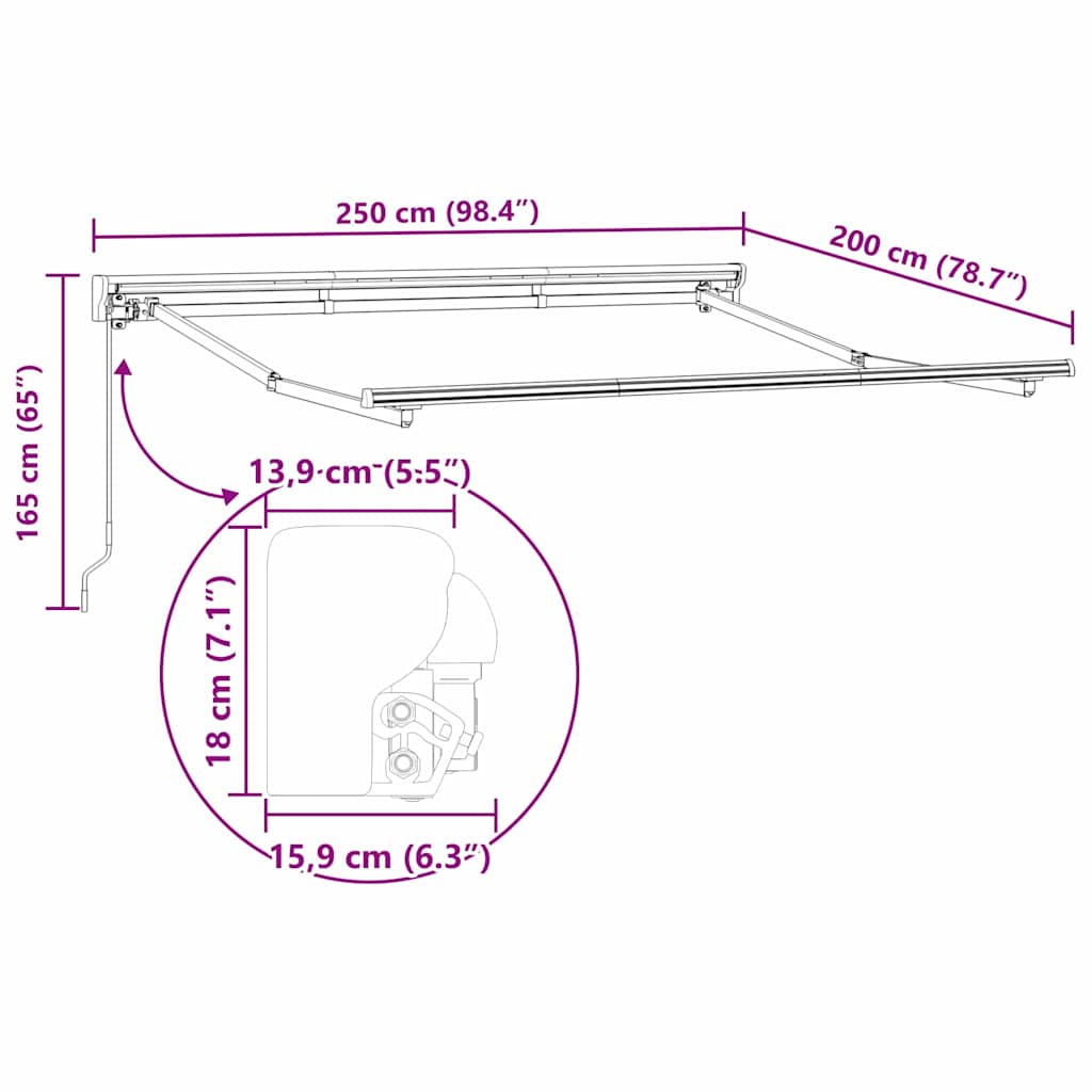 Okvir tende Plava i bijela 250 x 200 cm Poliester s PU premazom