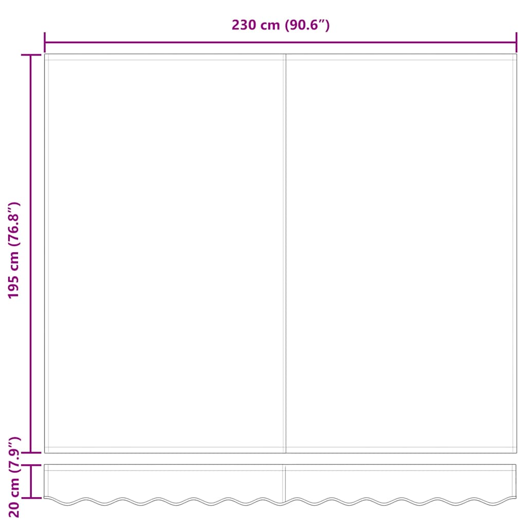 Skrovita tenda Žuta 250 x 200 cm tkanina