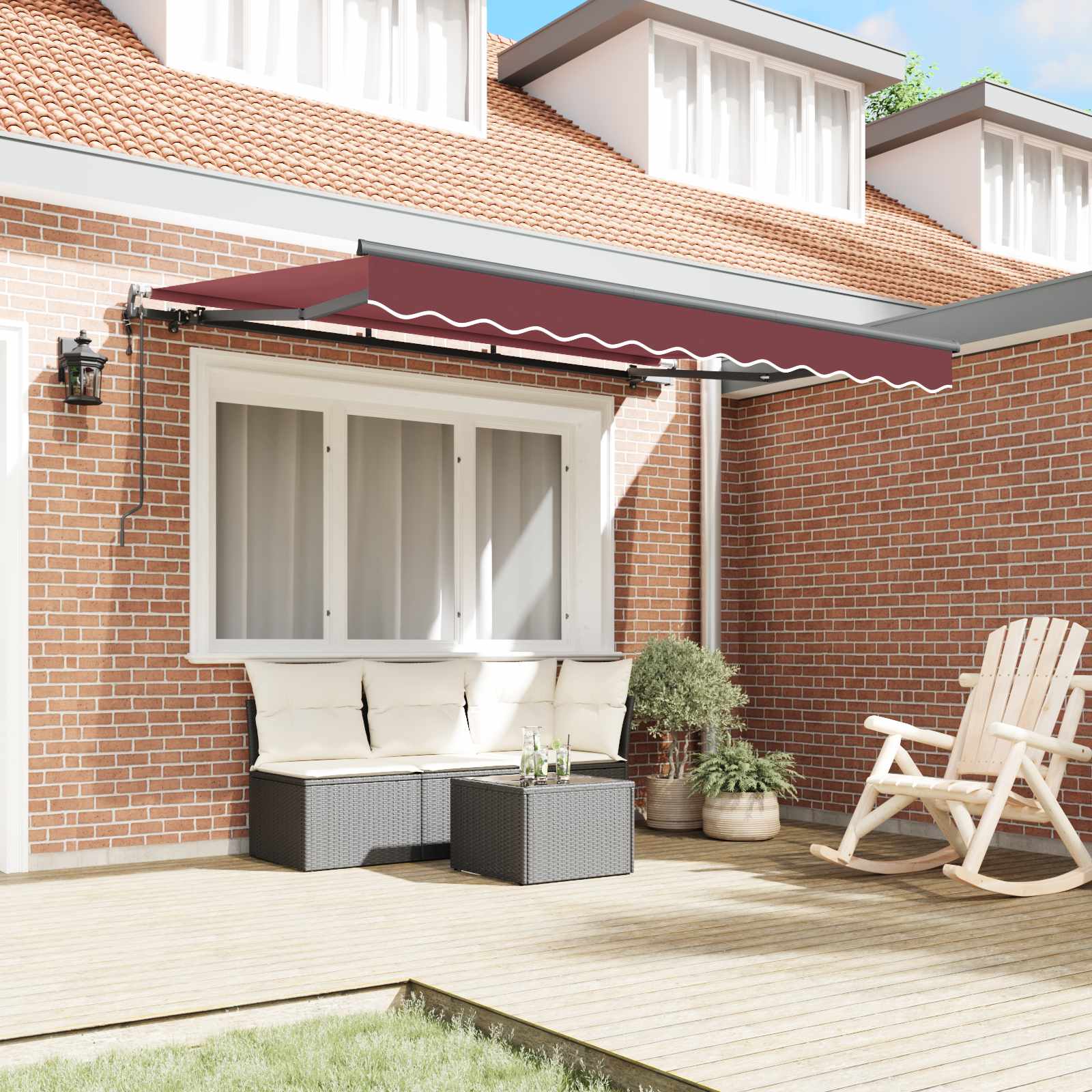 Skrovita tenda Tamno crvena 250 x 200 cm tkanina