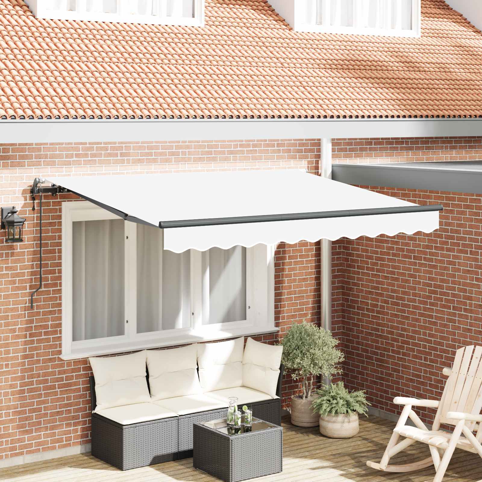 Skrovita tenda Bijelo 250 x 200 cm tkanina